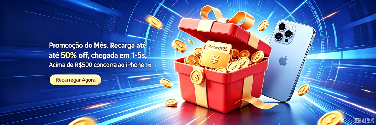 Recarga até 50% off, chegada em 1-5s